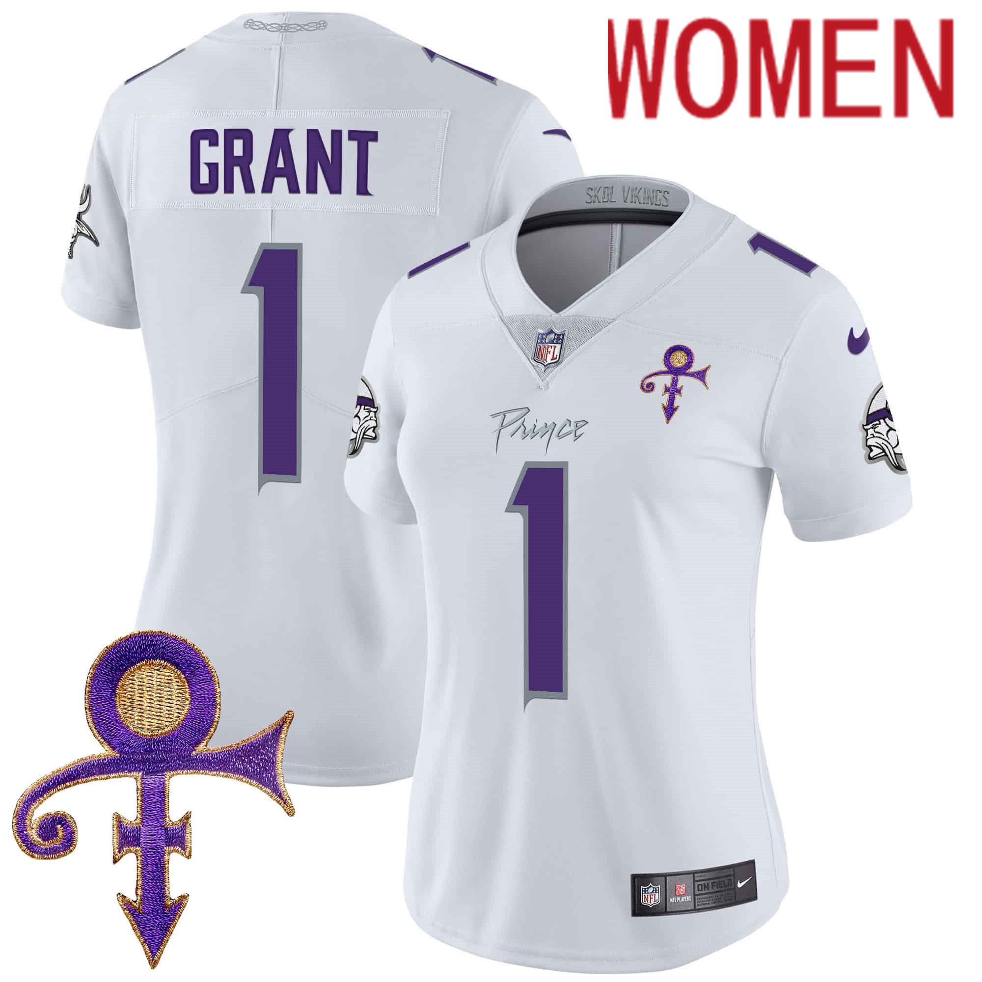 Women Minnesota Vikings #1 Grant White 2024 Nike Prince Vapor Limited NFL Jersey->women nfl jersey->Women Jersey